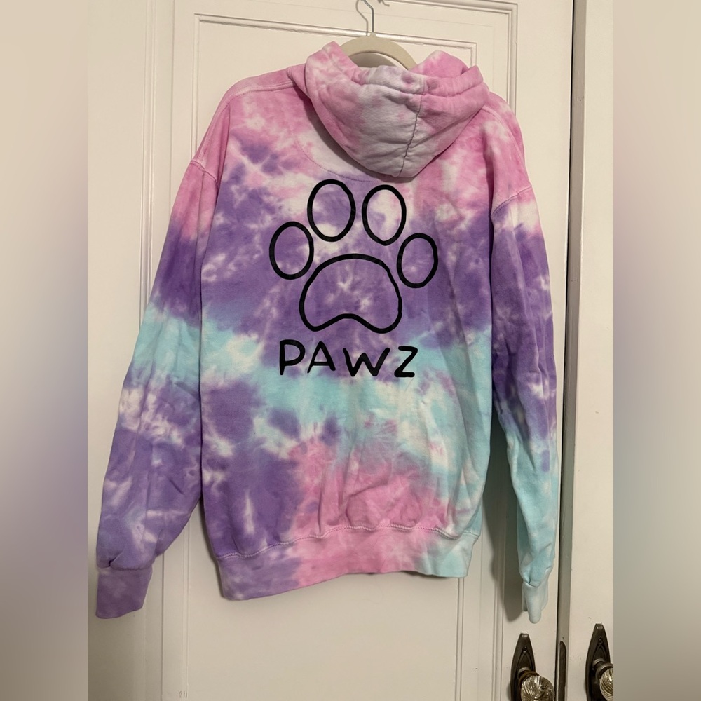 PAWZ Tie-Dye Hoodie in Pink, Purple & Aqua